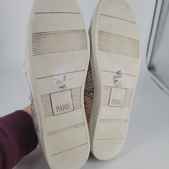 PAIGE Pink Gold Leather Amy Sneakers 9 - Picture 9 of 11